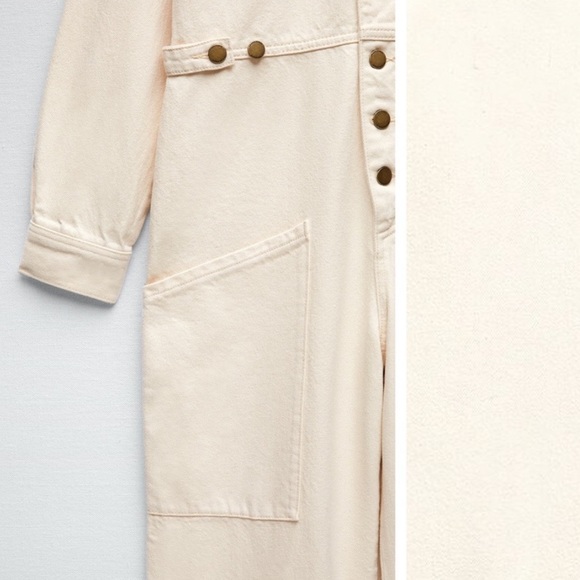 NWT Zara Ecru all in one cream denim jumpsuit - Picture 8 of 8